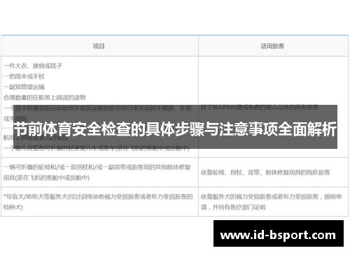 节前体育安全检查的具体步骤与注意事项全面解析