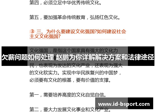 欠薪问题如何处理 赵鹏为你详解解决方案和法律途径